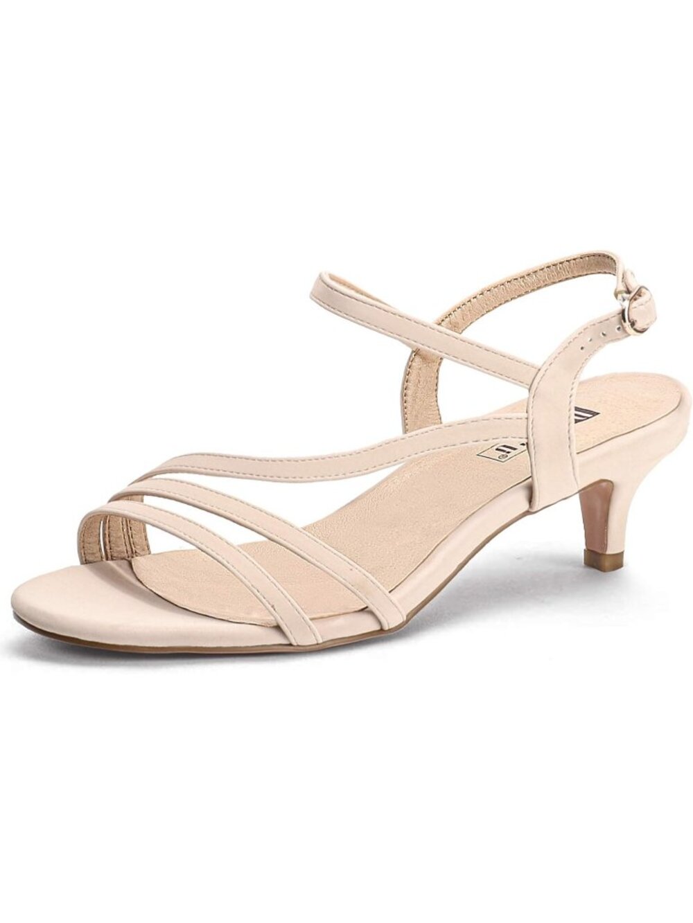 Women's Nude Nubuck Low Kitten Heels Open Toe Heel Buckle Ankle Strap Sandals